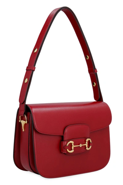 Shop Gucci 1955 Horsebit Leather Shoulder Bag In Burgundy