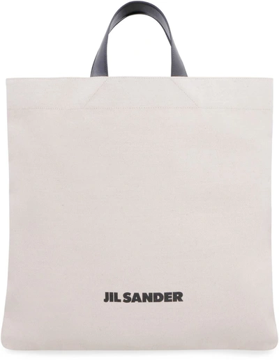 Shop Jil Sander Canvas Tote Bag In Ivory