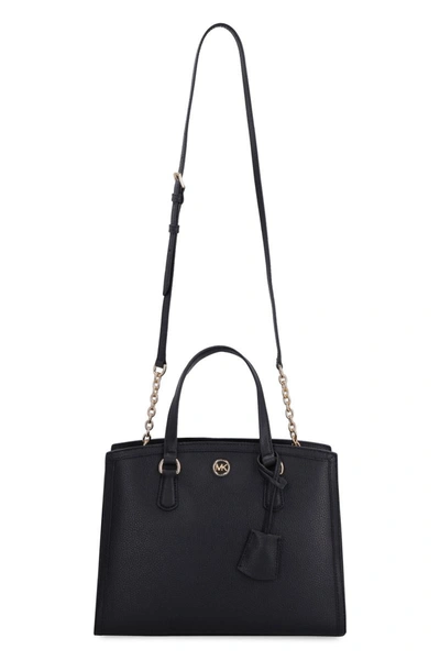 Shop Michael Michael Kors Michael Kors Chantal Leather Handbag In Black