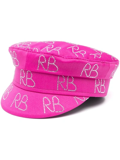 Shop Ruslan Baginskiy Baker Boy Logo Strass Hat In Pink