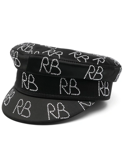 Shop Ruslan Baginskiy Baker Boy Logo Strass Hat In Black