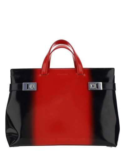 Shop Ferragamo Salvatore  Handbags In Flame Red/nero