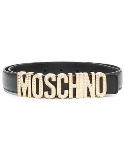 Shop Moschino Logo Belt In Black