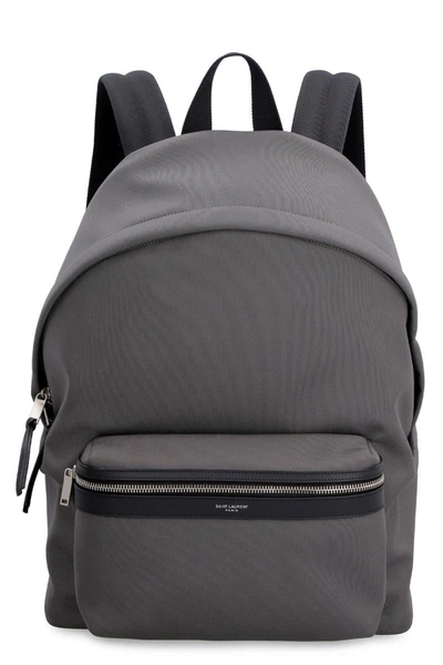 Shop Saint Laurent City Canvas Backpack In Grey