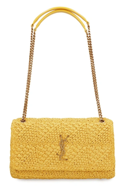 Shop Saint Laurent Jamie Raffia Shoulder Bag In Yellow