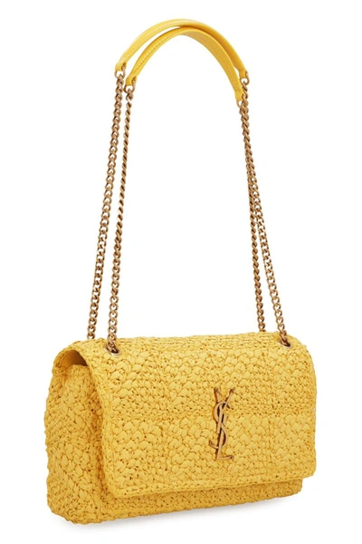 Shop Saint Laurent Jamie Raffia Shoulder Bag In Yellow