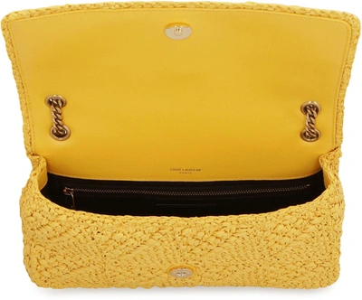 Shop Saint Laurent Jamie Raffia Shoulder Bag In Yellow