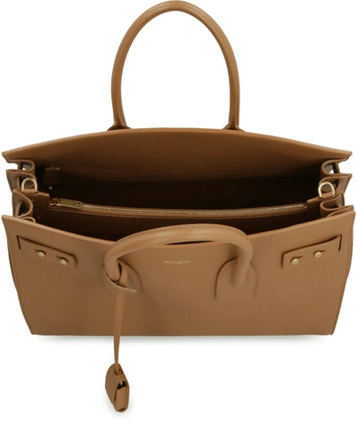 Shop Saint Laurent Sac De Jour Leather Handbag In Saddle Brown