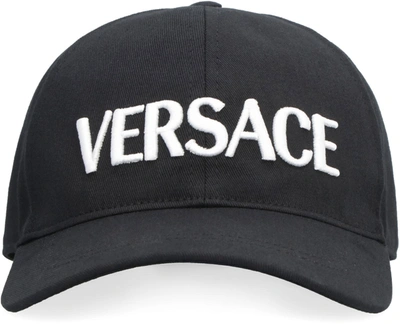 Shop Versace Logo Baseball Cap In Black