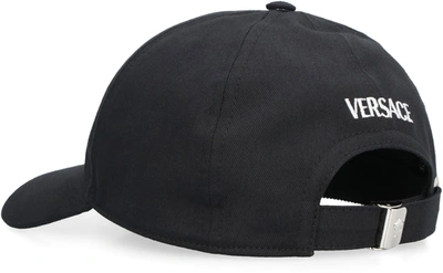 Shop Versace Logo Baseball Cap In Black