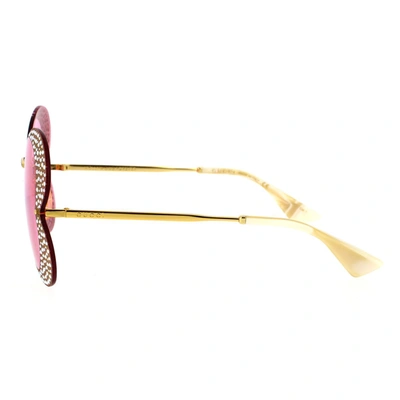 Gucci Crystal-embellished Heart-shape Sunglasses In Gold