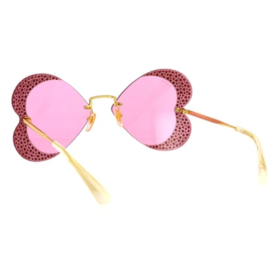 Gucci Crystal-embellished Heart-shape Sunglasses In Gold