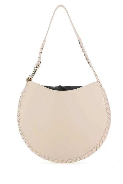 Chloé Large Curved Leather Shoulder Bag In White