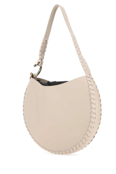 Chloé Large Curved Leather Shoulder Bag In White