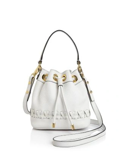 Milly Small Astor Whipstitch Drawstring Bucket Bag In White