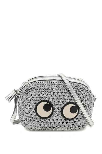 Shop Anya Hindmarch Eyes Mini Crossbody Bag In Silver
