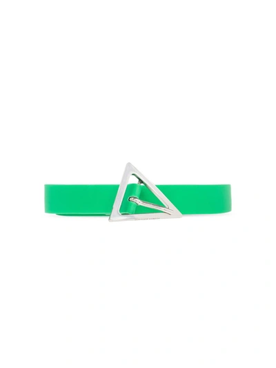 Shop Bottega Veneta Triangle Logo Buckle Rubber Belt In Green