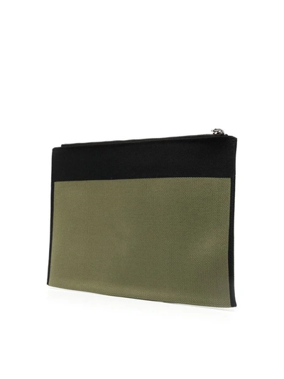 Shop Marni Logo-embroidered Zip Clutch Bag In Green