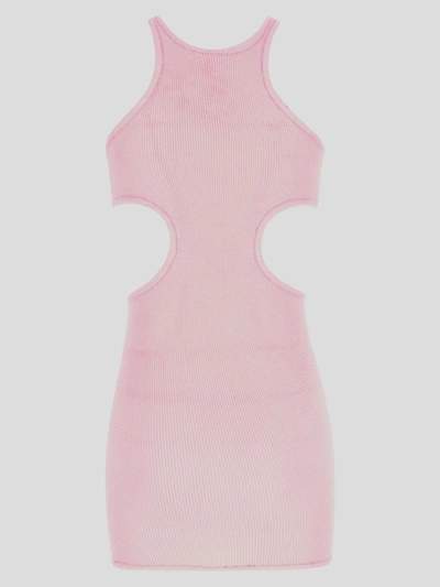 Shop Reina Olga Baby Dress In <p> Mini Dress In Baby Pink Polyamide With Super Stretchy Crinkle Fabric