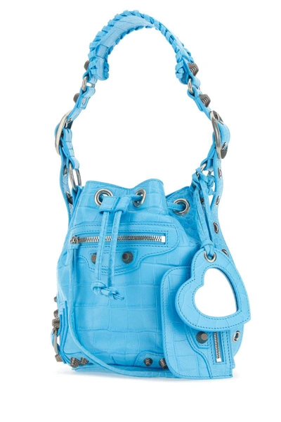 Shop Balenciaga Bucket Bags In Light Blue
