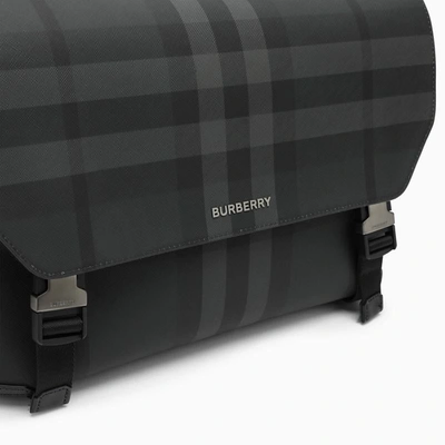 Shop Burberry Check Pattern Large Messenger Bag In Grey