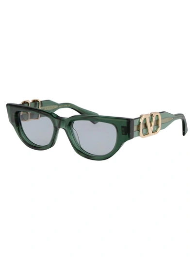 Shop Valentino Garavani Sunglasses In 103e Grn - Gld