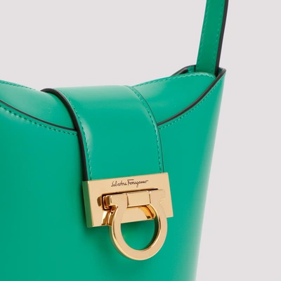 Shop Ferragamo Salvatore   Trifolio Shoulder Bag In Green