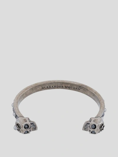 Shop Alexander Mcqueen Twin Skull Bracelet In <p> Bracelet In Silver Brass With Two Twin Skulls