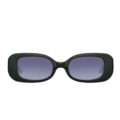 Linda Farrow Lola Rectangle Acetate & Nylon Sunglasses In Green