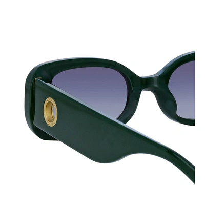 Linda Farrow Lola Rectangle Acetate & Nylon Sunglasses In Green