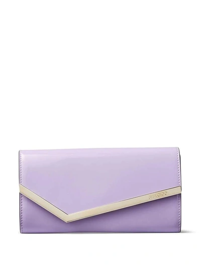 Shop Jimmy Choo Emmie Clutch Bag In Wisteria Patent Leather In Purple