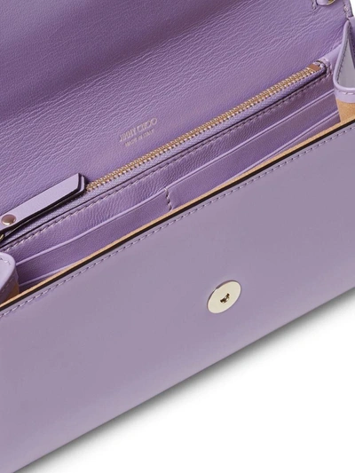Shop Jimmy Choo Emmie Clutch Bag In Wisteria Patent Leather In Purple