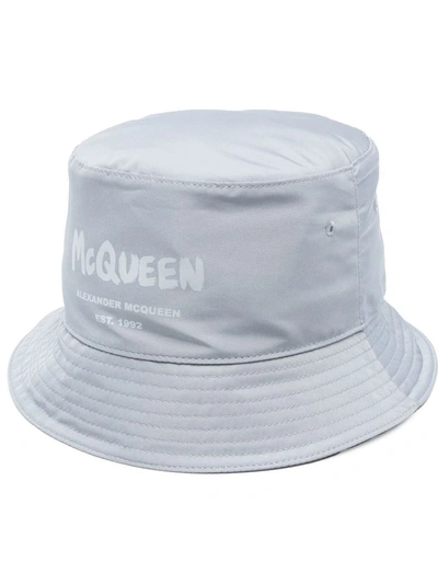Shop Alexander Mcqueen Hat With Logo In Grey