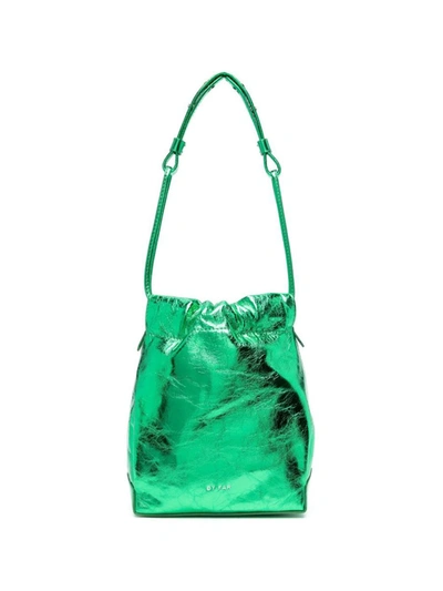 Shop By Far Mons Metallic Leather Handbag In Green