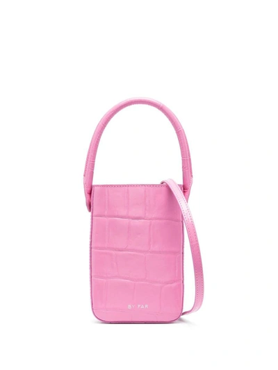 Shop By Far Note Leather Handbag In Fuchsia