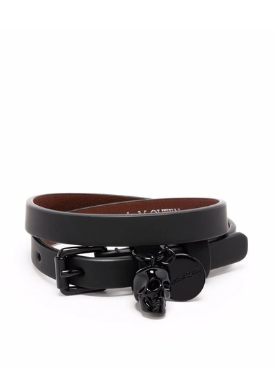 Shop Alexander Mcqueen Double Wrap Bracelet In Black