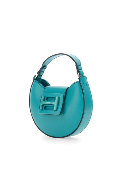 Hogan - H bag Shopping - Blue grained leather shopping bag with magnetic H  logo, for women