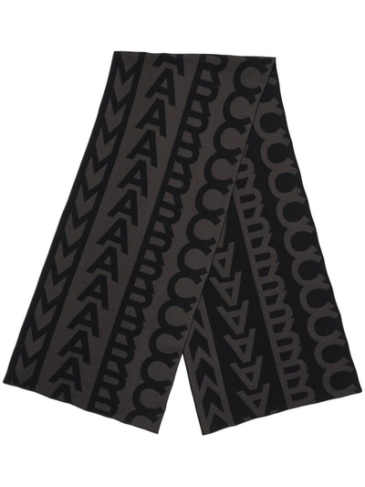 Shop Marc Jacobs Monogram Scarf In Wool In Black