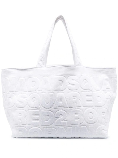 Shop Dsquared2 Twin Beach Shopping Bag In White