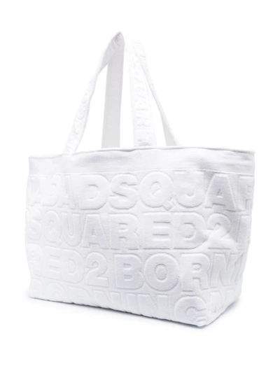 Shop Dsquared2 Twin Beach Shopping Bag In White