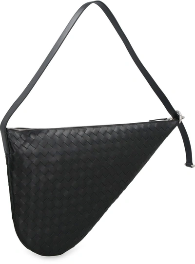 Shop Bottega Veneta Virgule Leather Crossbody Bag In Black