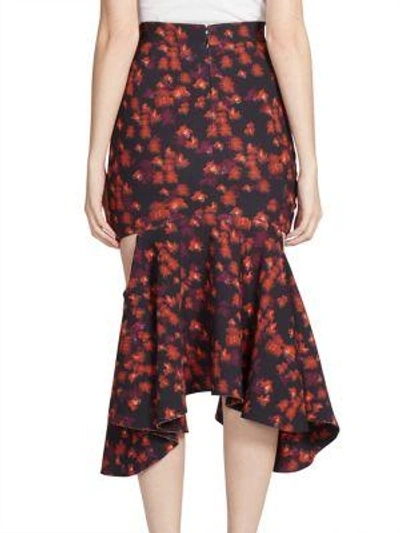 Shop Givenchy Ruffled Cutout Midi Skirt In Multi