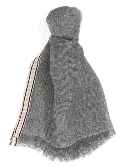 Shop Brunello Cucinelli Contrasting Edges Scarf In Gray