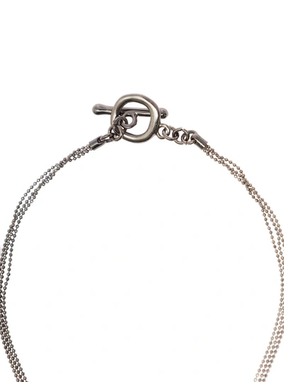 Shop Fabiana Filippi Dark Grey Necklace With Traingle Pendant With Beads Woman In Metallic