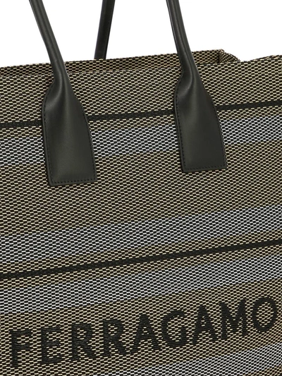 Shop Ferragamo "tote Beach" Shoulder Bag In Beige