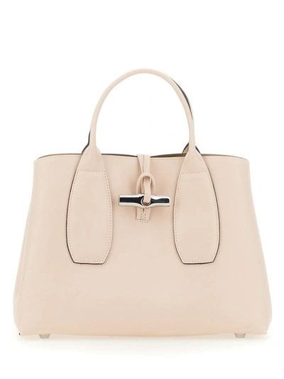 Longchamp Hobo Bag M Roseau In Pale Pink