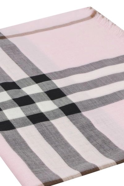 Shop Burberry Wool And Silk Scarf In Pink