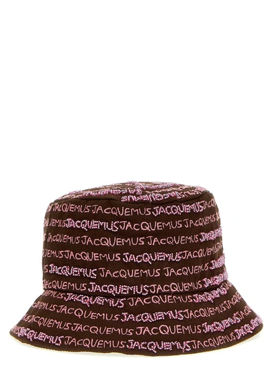 Shop Jacquemus 'le Bob Bordado' Bucket Hat In Brown