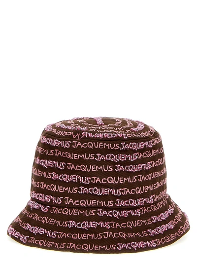Shop Jacquemus 'le Bob Bordado' Bucket Hat In Brown
