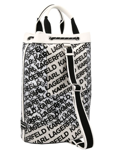 Shop Karl Lagerfeld 'k/beach Logo' Handbag In White/black